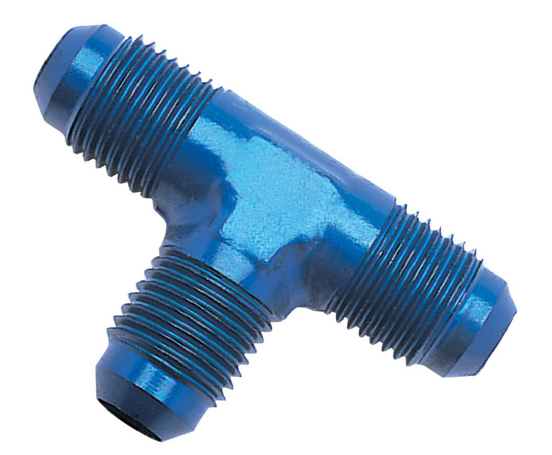 Russell Fitting - Adapter Tee - 6 AN Male x 6 AN Male x 6 AN Male - Aluminum - Blue Anodized - Each
