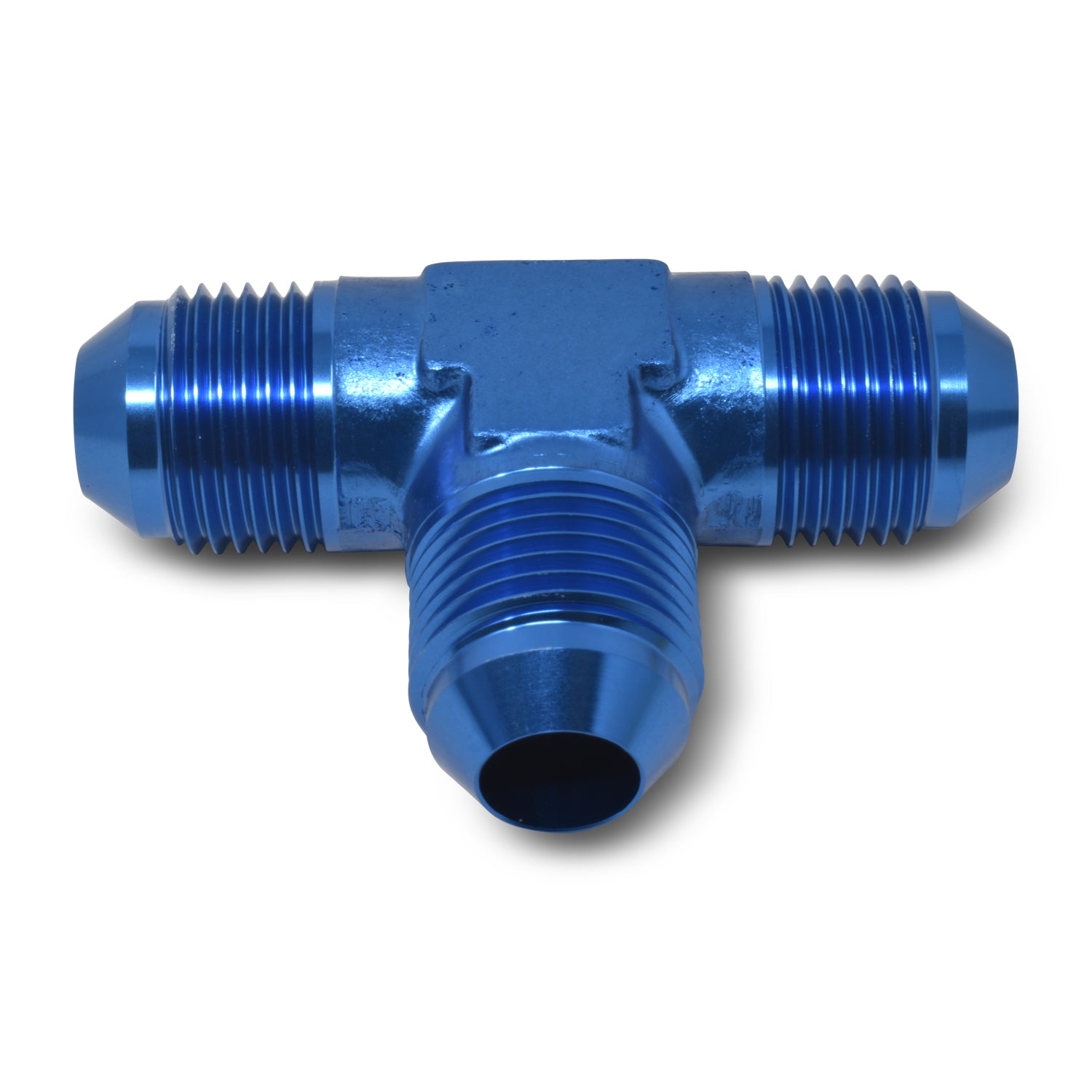 Russell Fitting - Adapter Tee - 8 AN Male x 8 AN Male x 8 AN Male - Aluminum - Blue Anodized - Each