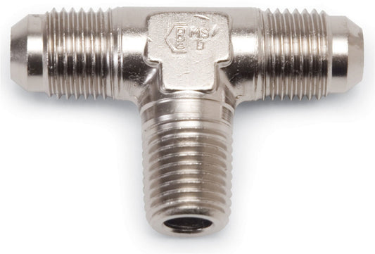 Russell Fitting - Adapter Tee - 3 AN Male x 3 AN Male x 1/8 in NPT Male - Aluminum - Nickel Anodized - Each