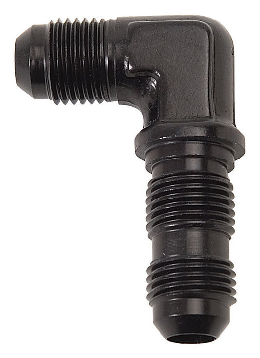 Russell Fitting - Bulkhead - 90 Degree - 6 AN Male to 6 AN Male Bulkhead - Aluminum - Black Anodized - Each