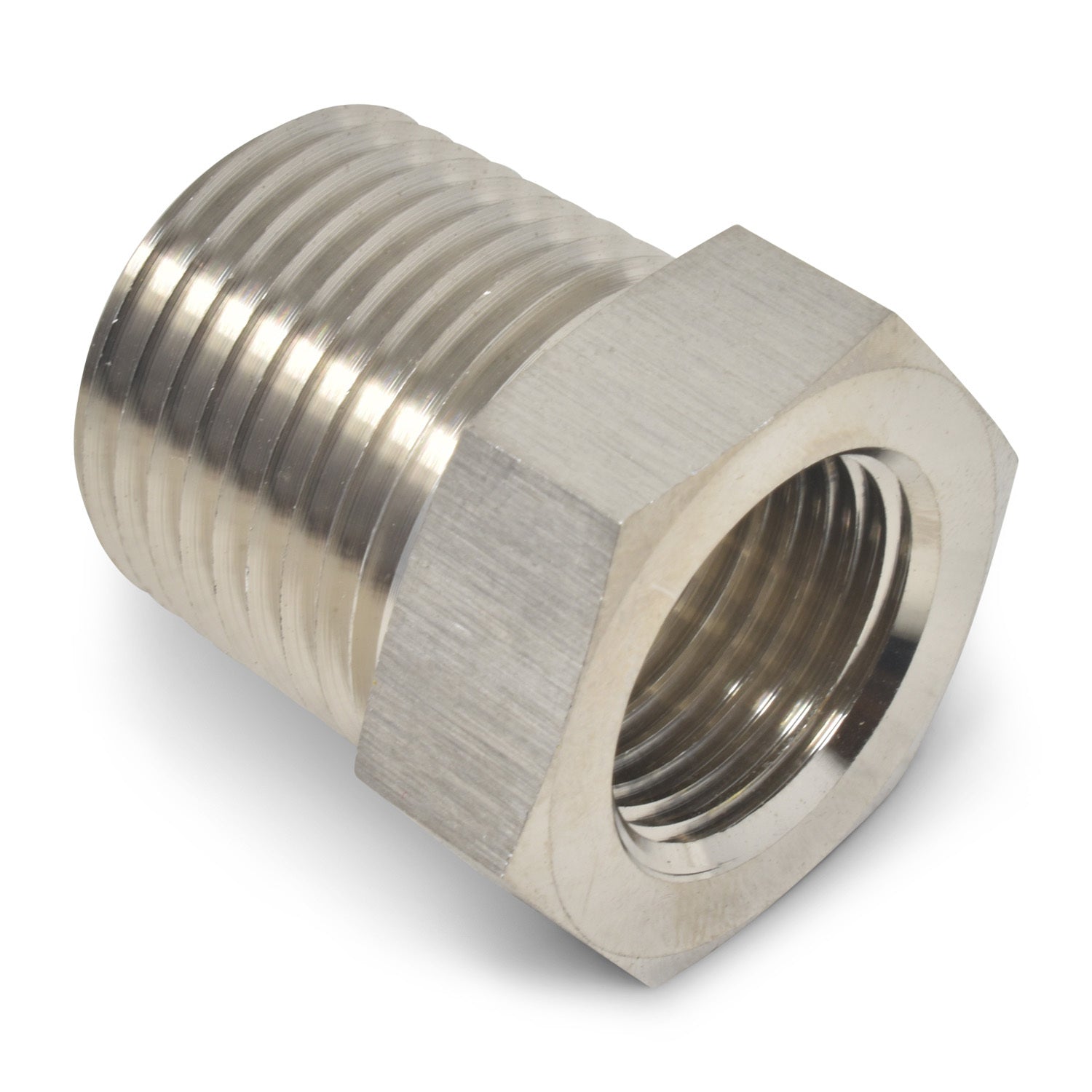 Russell Fitting - Bushing - 3/8 in NPT Male to 1/8 in NPT Female - Aluminum - Nickel Anodized - Each