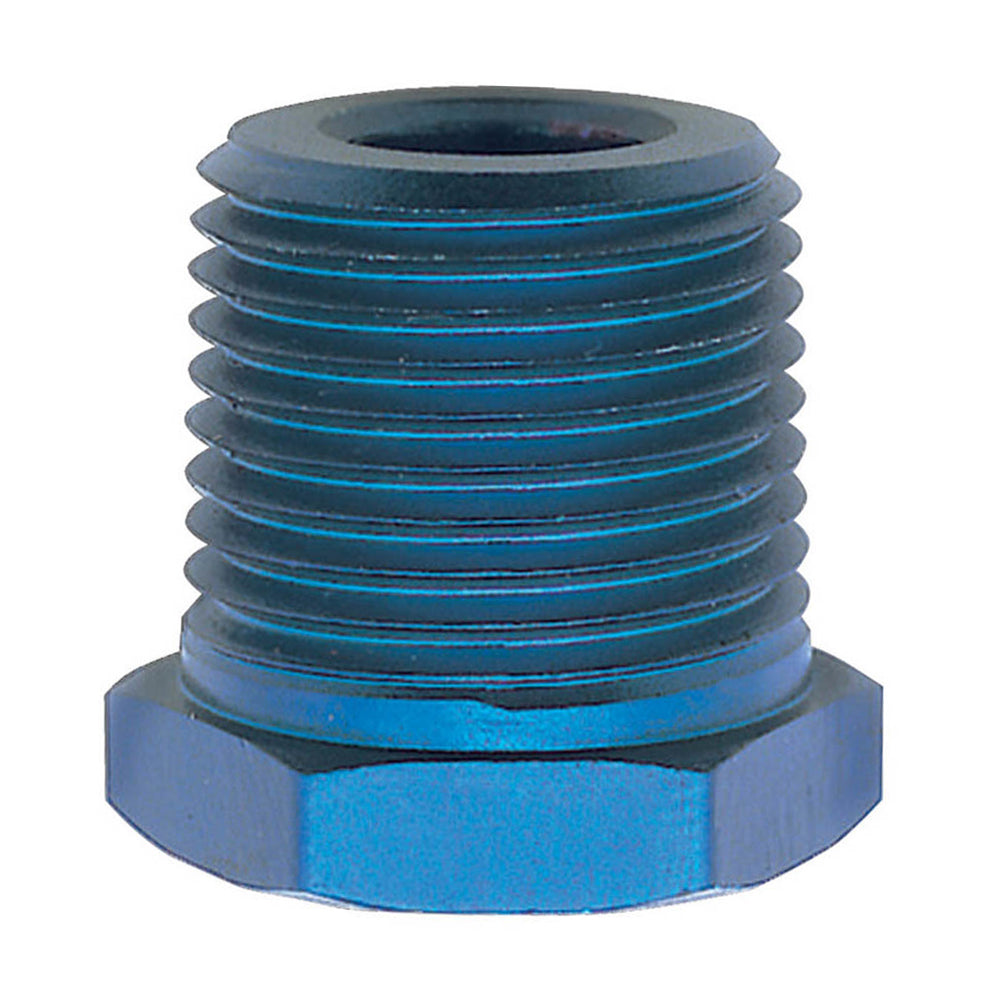 Russell Fitting - Bushing - 1/2 in NPT Male to 3/8 in NPT Female - Aluminum - Blue Anodized - Each