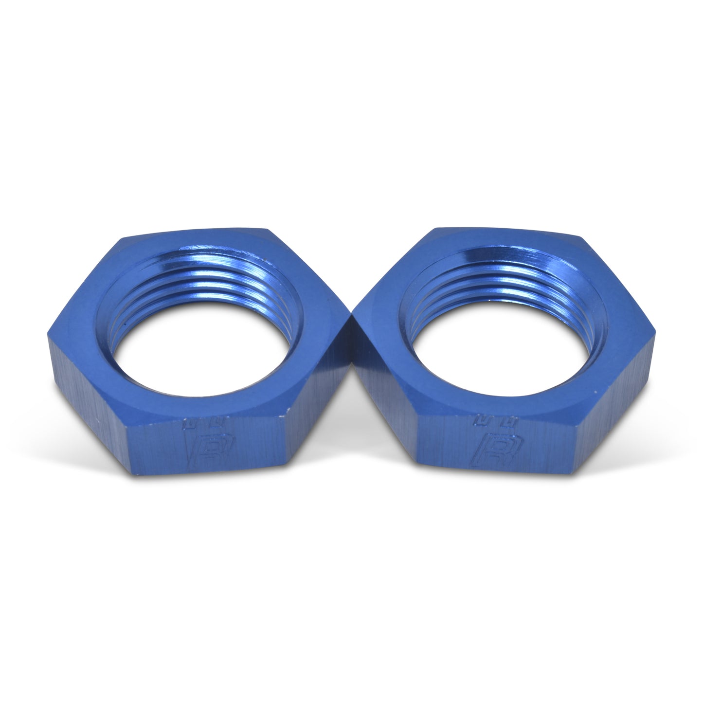 Russell Bulkhead Fitting Nut - 4 AN - Aluminum - Blue Anodized - Pair