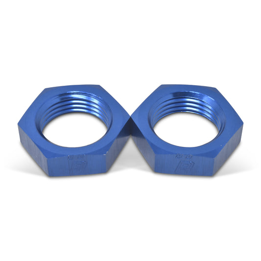 Russell Bulkhead Fitting Nut - 4 AN - Aluminum - Blue Anodized - Pair