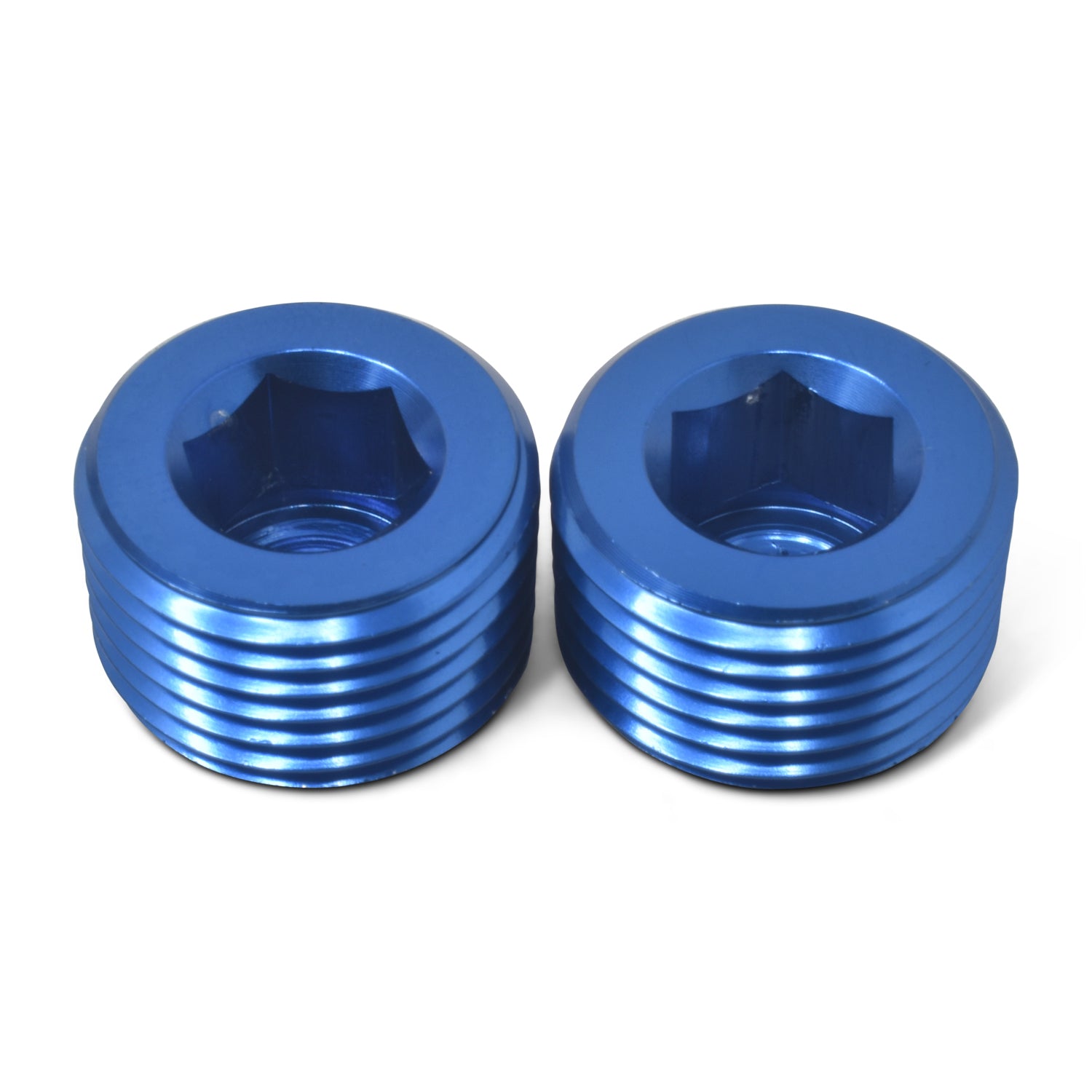 Russell Fitting - Plug - 1/8 in NPT - Allen Head - Aluminum - Blue Anodized - Pair