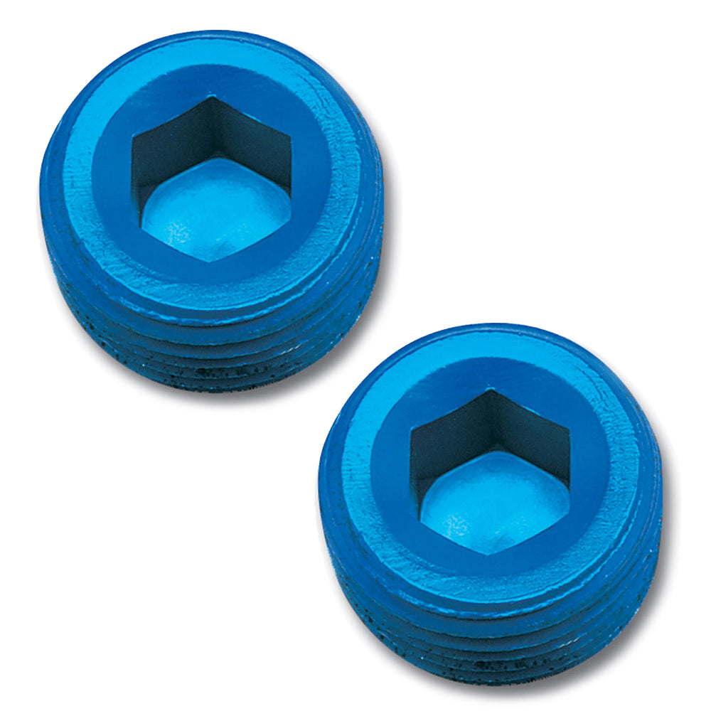 Russell Fitting - Plug - 3/8 in NPT - Allen Head - Aluminum - Blue Anodized - Pair