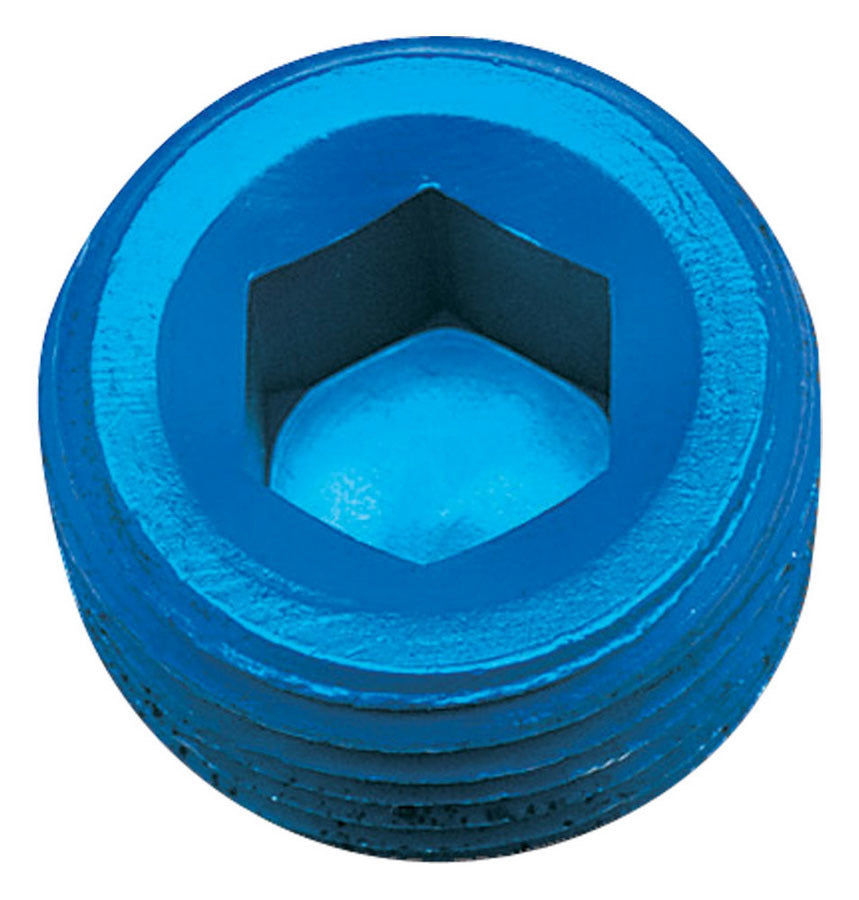 Russell Fitting - Plug - 1/2 in NPT - Allen Head - Aluminum - Blue Anodized - Each