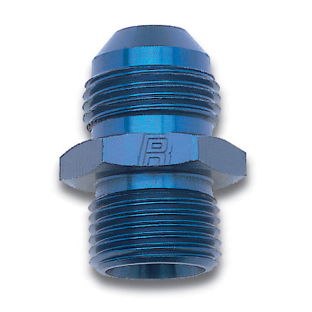 Russell Fitting - Adapter - Straight - 4 AN Male to 12 mm x 1.50 Male Fitting - Aluminum - Blue Anodized - Each