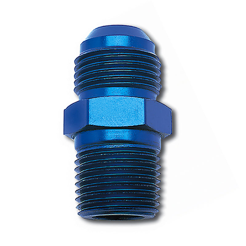 Russell Fitting - Adapter - Straight - 6 AN Male to 10 mm x 1.00 Male - Aluminum - Blue Anodized - Each
