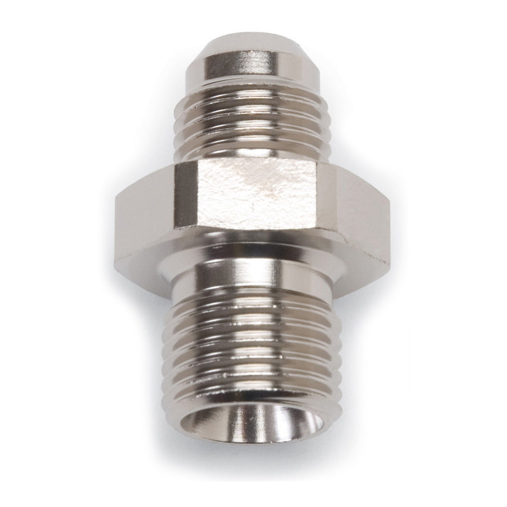 Russell Fitting - Adapter - Straight - 8 AN Male to 18 mm x 1.50 Male - Aluminum - Nickel Anodized - Each