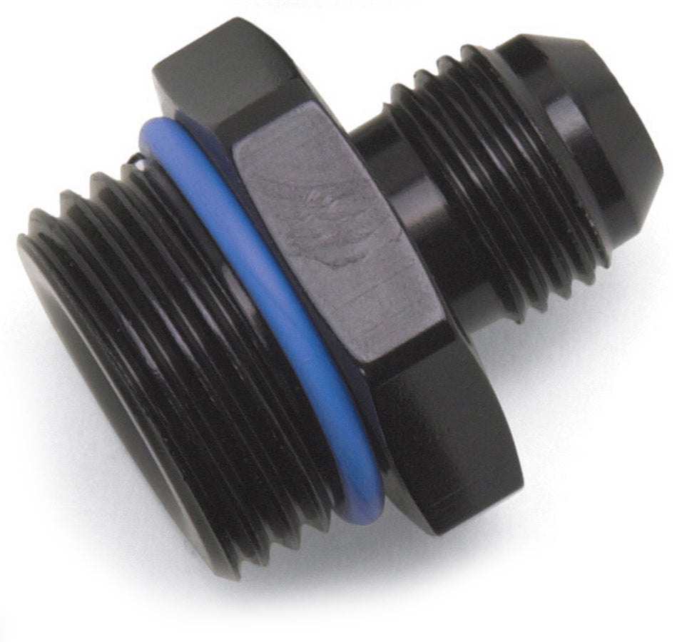 Russell Fitting - Adapter - Straight - 8 AN Male to 6 AN Male Radius Port - O-Ring - Aluminum - Black Anodized - Each