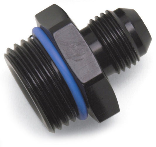 Russell Fitting - Adapter - Straight - 8 AN Male to 6 AN Male Radius Port - O-Ring - Aluminum - Black Anodized - Each