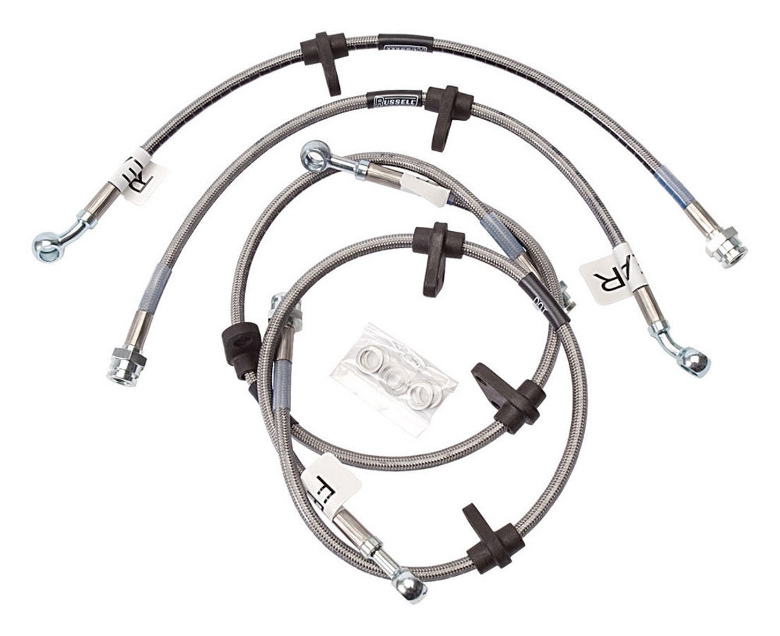 Russell Brake Hose Kit - Street Legal - DOT Approved - Braided Stainless - Honda 1992-95 Civic - Kit