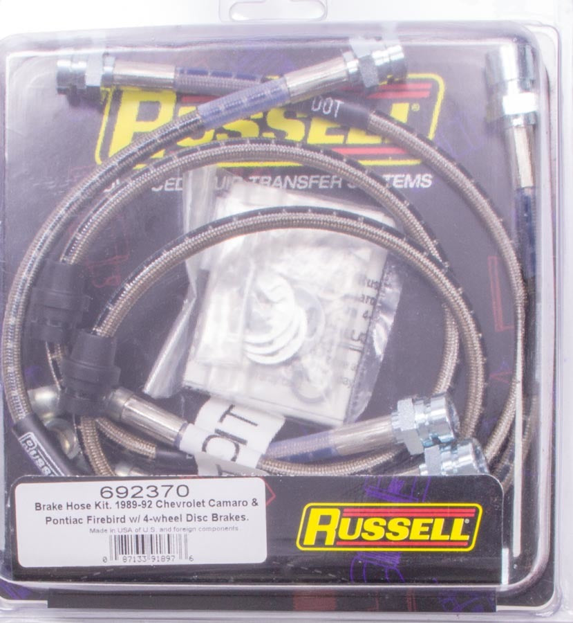 Russell Brake Hose Kit - Street Legal - DOT Approved - Braided Stainless - GM F-Body 1989-92 - Kit