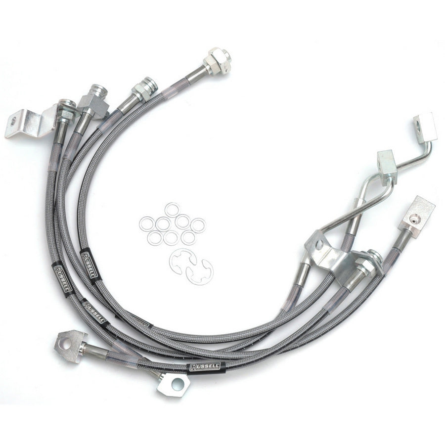Russell Brake Hose Kit - Street Legal - DOT Approved - Braided Stainless - 4 in to 5.5 in Lift - 4WD - Ford Fullsize