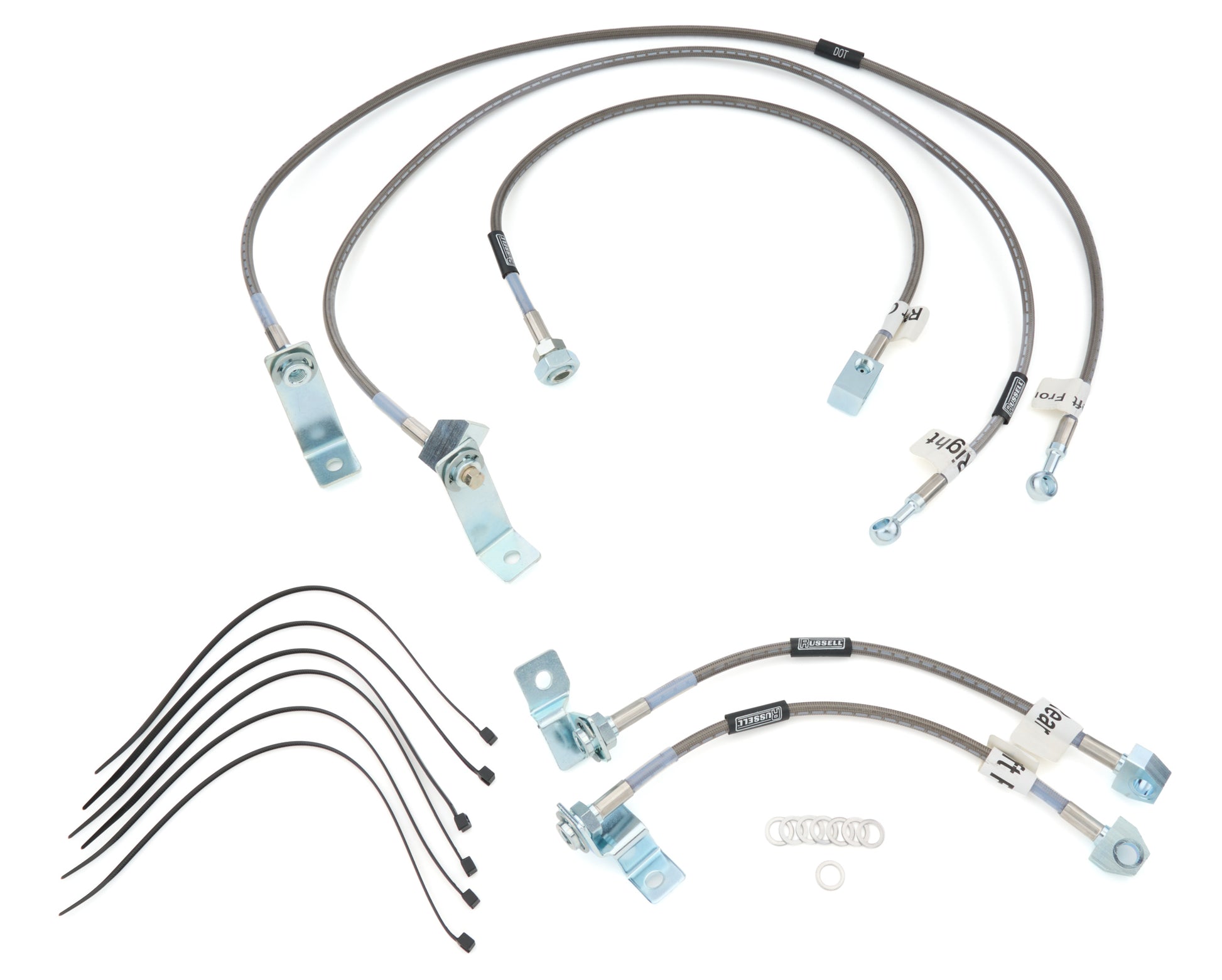 Russell Brake Hose Kit - DOT Approved - Braided Stainless - 6 in Lift - Ford Fullsize Truck 2005-2006 - Kit