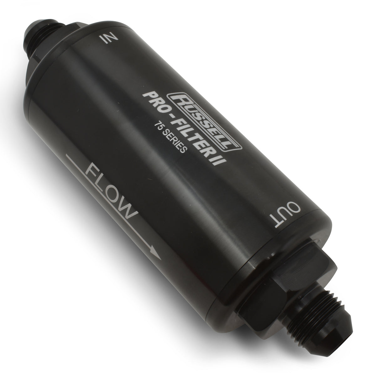 Russell Fuel Filter - 75 Series Pro-Filter II - In-Line - 100 Micron - 6 AN Male Inlet - 6 AN Male Outlet - Aluminum -