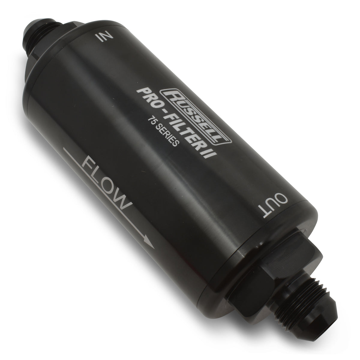 Russell Fuel Filter - 75 Series Pro-Filter II - In-Line - 40 Micron - 8 AN Male Inlet - 8 AN Male Outlet - Aluminum -