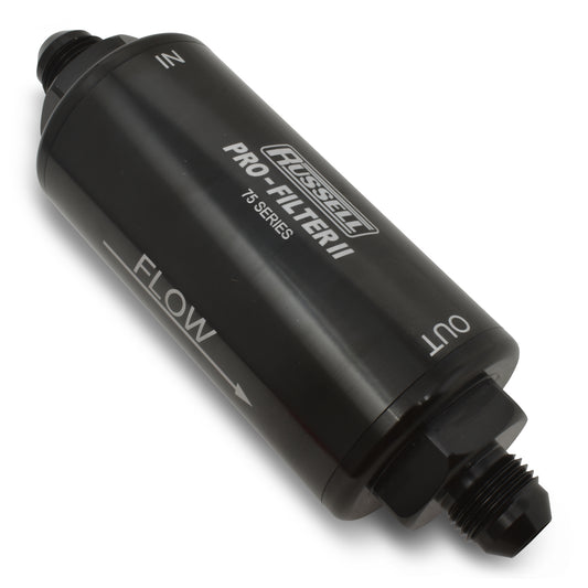 Russell Fuel Filter - 75 Series Pro-Filter II - In-Line - 40 Micron - 8 AN Male Inlet - 8 AN Male Outlet - Aluminum -