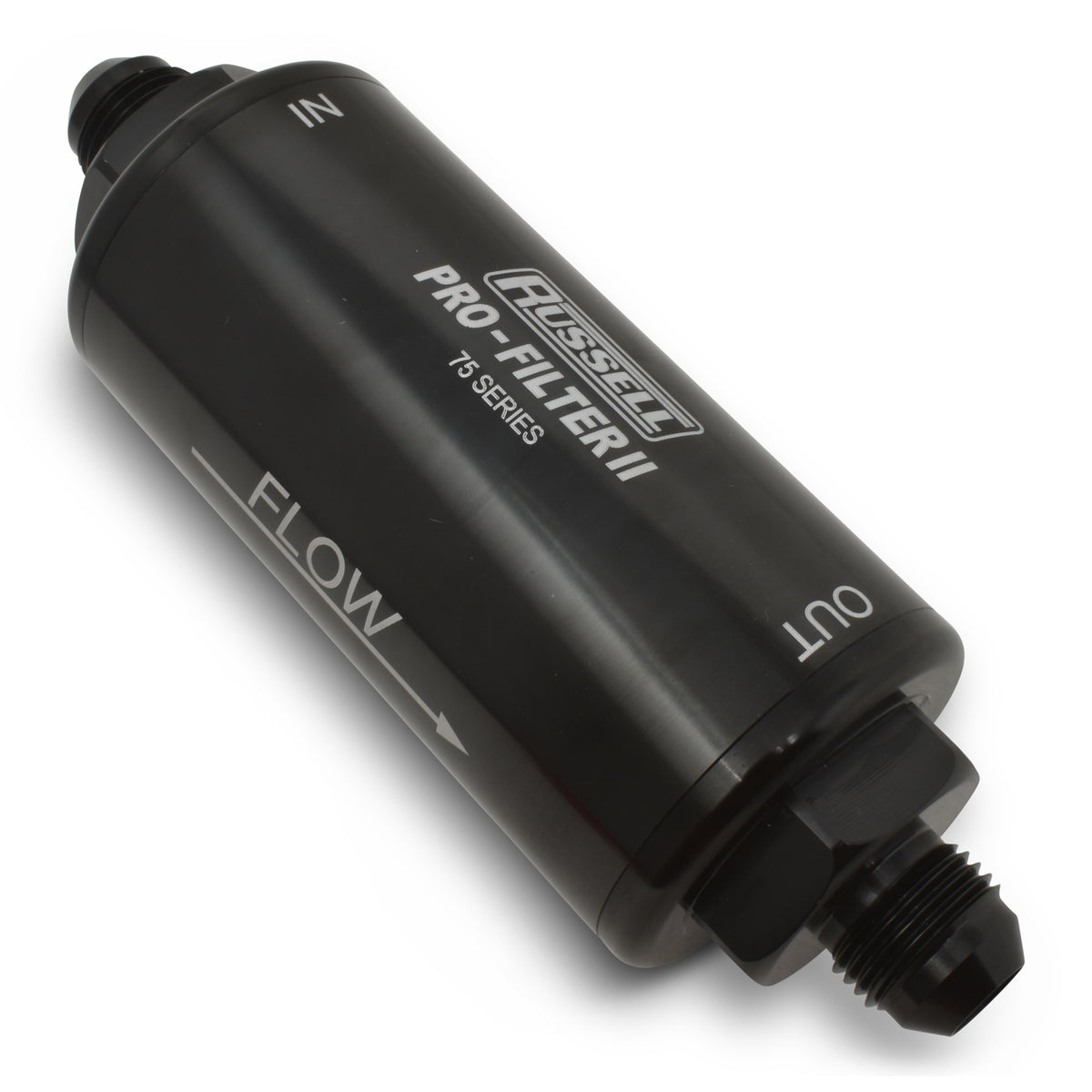 Russell Fuel Filter - 75 Series Pro-Filter II - In-Line - 40 Micron - 10 AN Male Inlet - 10 AN Male Outlet - Aluminum