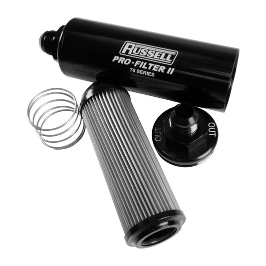 Russell Fuel Filter - 76 Series Pro-Filter II - In-Line - 10 Micron - 16 AN Male Inlet - 16 AN Male Outlet - Aluminum