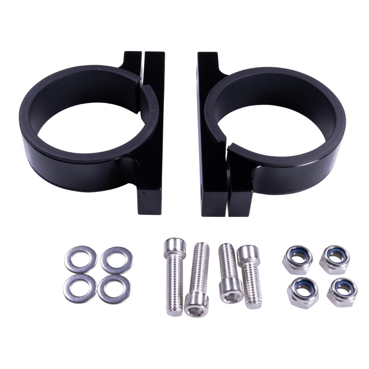 Russell Fuel Filter Clamp - 76 Series Pro-Filter II - 2.5 in ID - Aluminum - Black Anodized - Pair