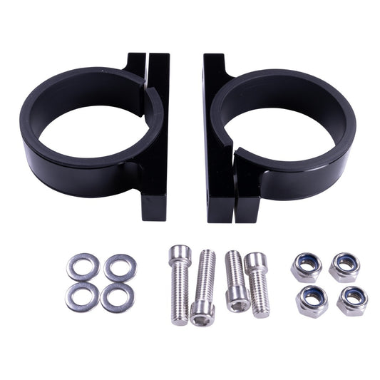 Russell Fuel Filter Clamp - 76 Series Pro-Filter II - 2.5 in ID - Aluminum - Black Anodized - Pair