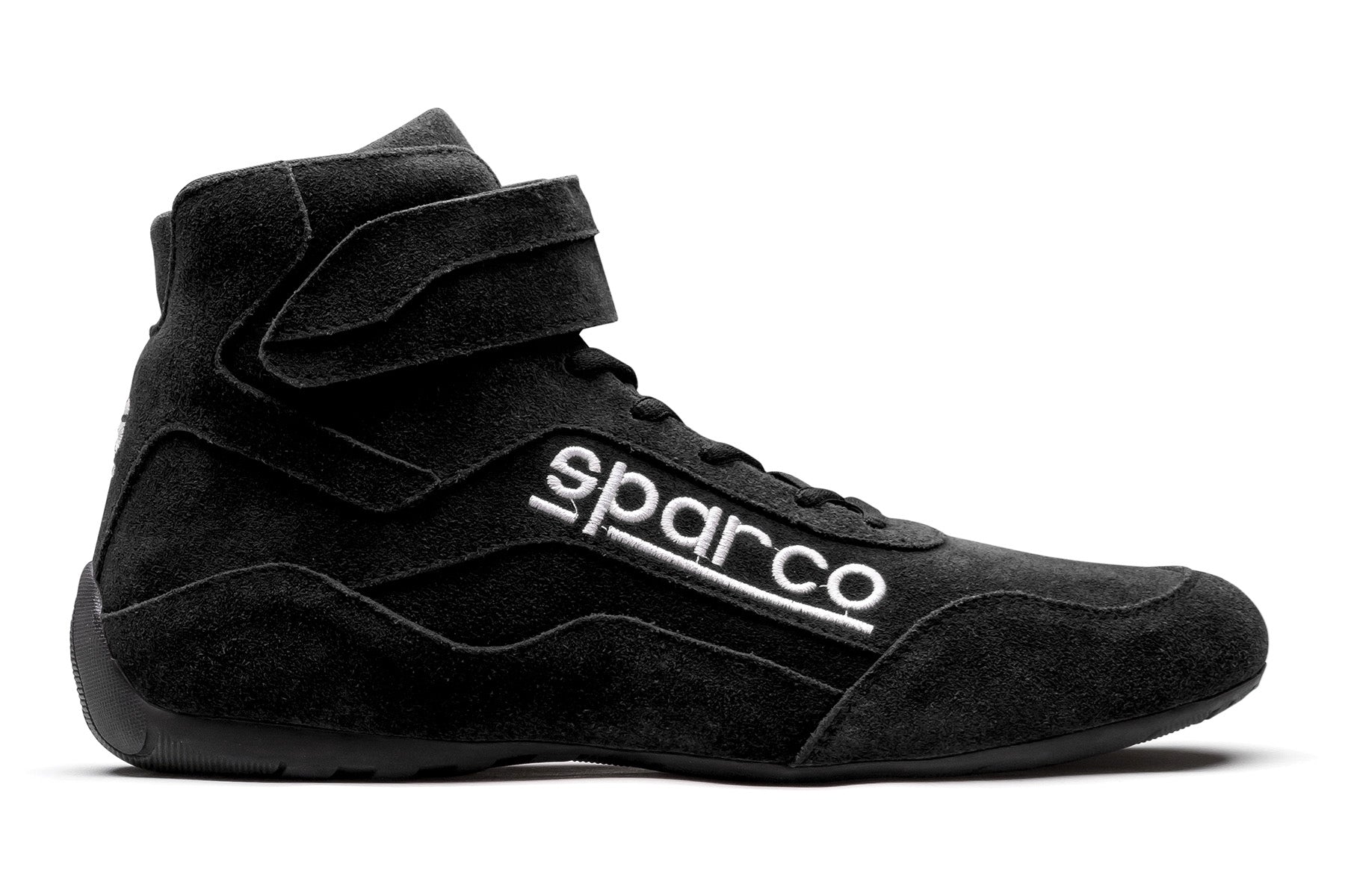Sparco Driving Shoe - Race 2 - High-Top - SFI 3.3/5 - Suede Outer - Fire Retardant Fabric Inner - Black - Size 9 - Pair