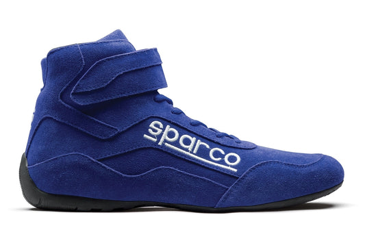 Sparco Driving Shoe - Race 2 - High-Top - SFI 3.3/5 - Suede Outer - Fire Retardant Fabric Inner - Blue - Size 10.5 -