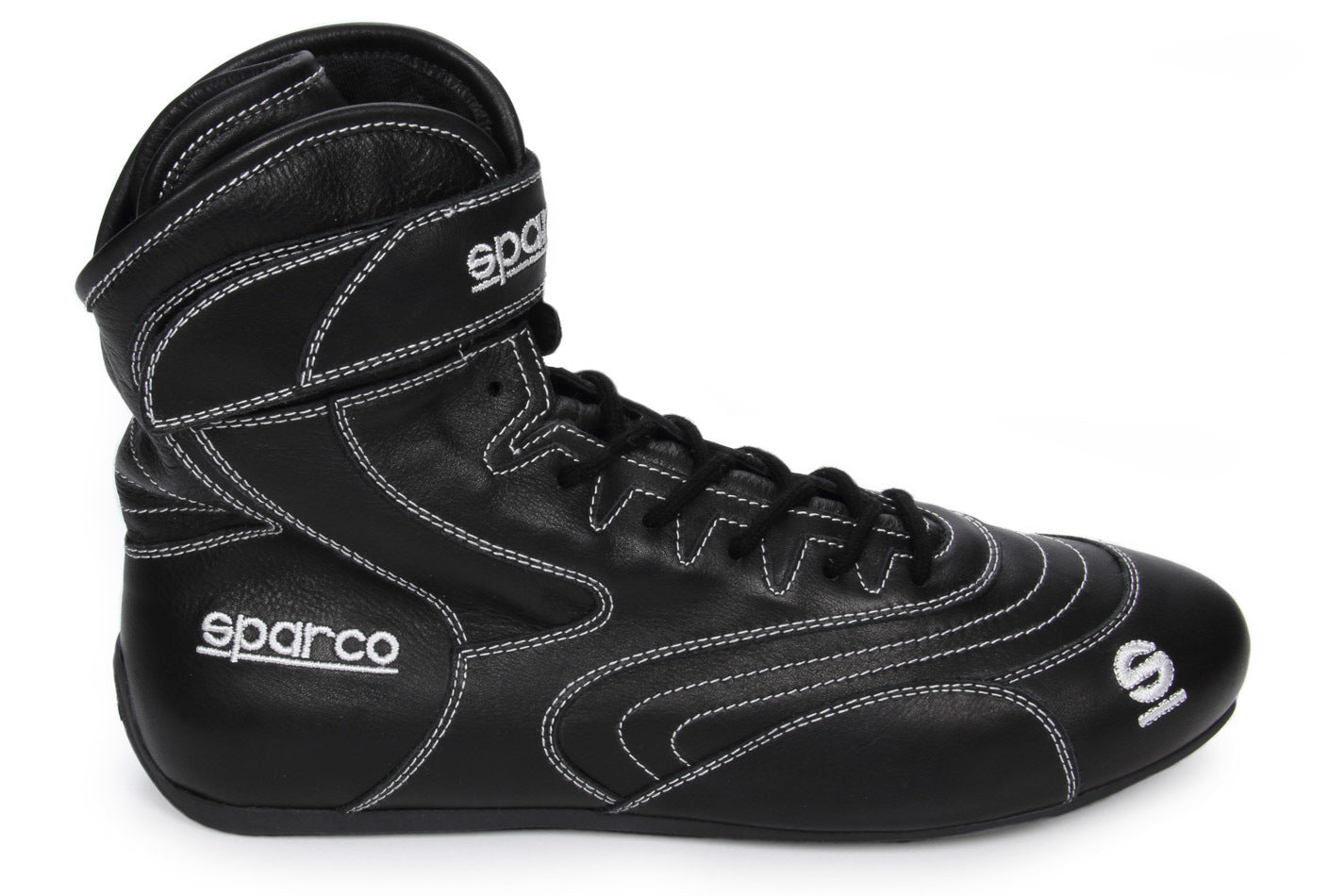 Sparco Driving Shoe - SFI 20 Drag - High-Top - SFI 3.3/20 - Leather Outer - Fire Retardant Fabric Inner - Black - Euro