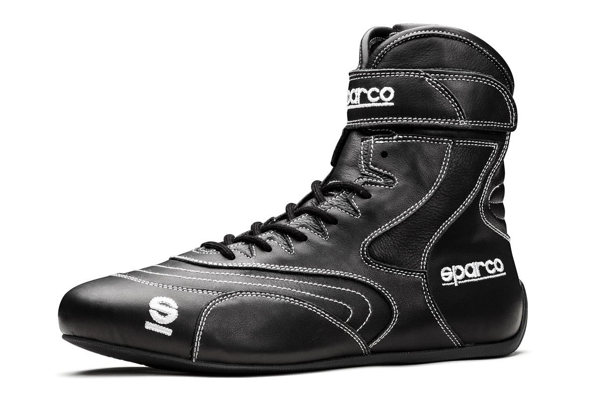 Sparco Driving Shoe - SFI 20 Drag - High-Top - SFI 3.3/20 - Leather Outer - Fire Retardant Fabric Inner - Black - Euro