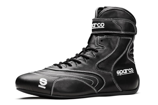 Sparco Driving Shoe - SFI 20 Drag - High-Top - SFI 3.3/20 - Leather Outer - Fire Retardant Fabric Inner - Black - Euro