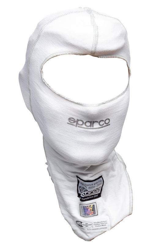 Sparco Head Sock - Hood Shield RW-9 - Single Eyeport - SFI 3.3 - Singler Layer - Nomex - White - One Size Fits All -