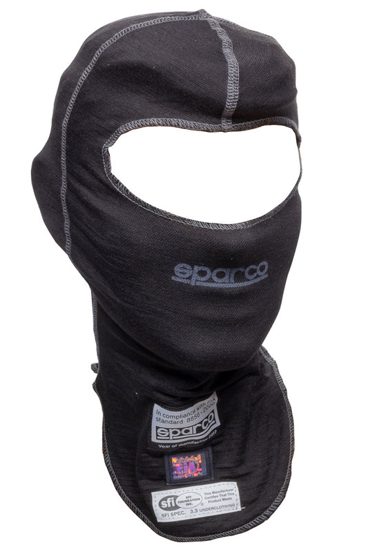 Sparco Head Sock - Hood Shield RW-9 - Single Eyeport - SFI 3.3 - Single Layer - Nomex - Black - One Size Fits All - Each