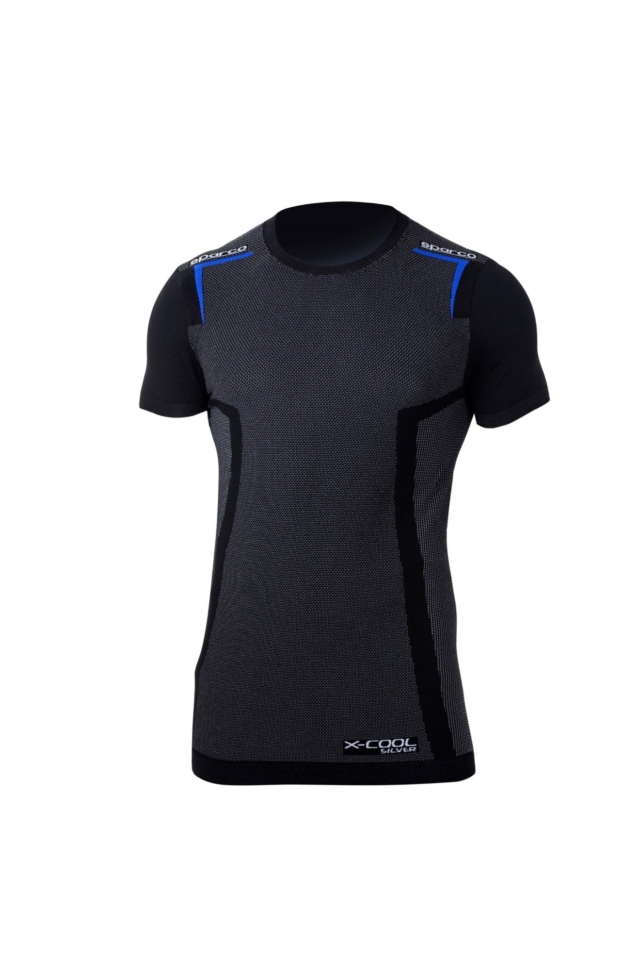 Sparco Underwear Top - K-Carbon - Karting - Short Sleeve - Crewneck - Nylon - Black / Blue - X-Large - Each