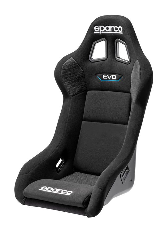 Sparco Seat - EVO QRt - Non-Reclining - FIA Approved - Side Bolsters - Harness Openings - Fiberglass Composite -