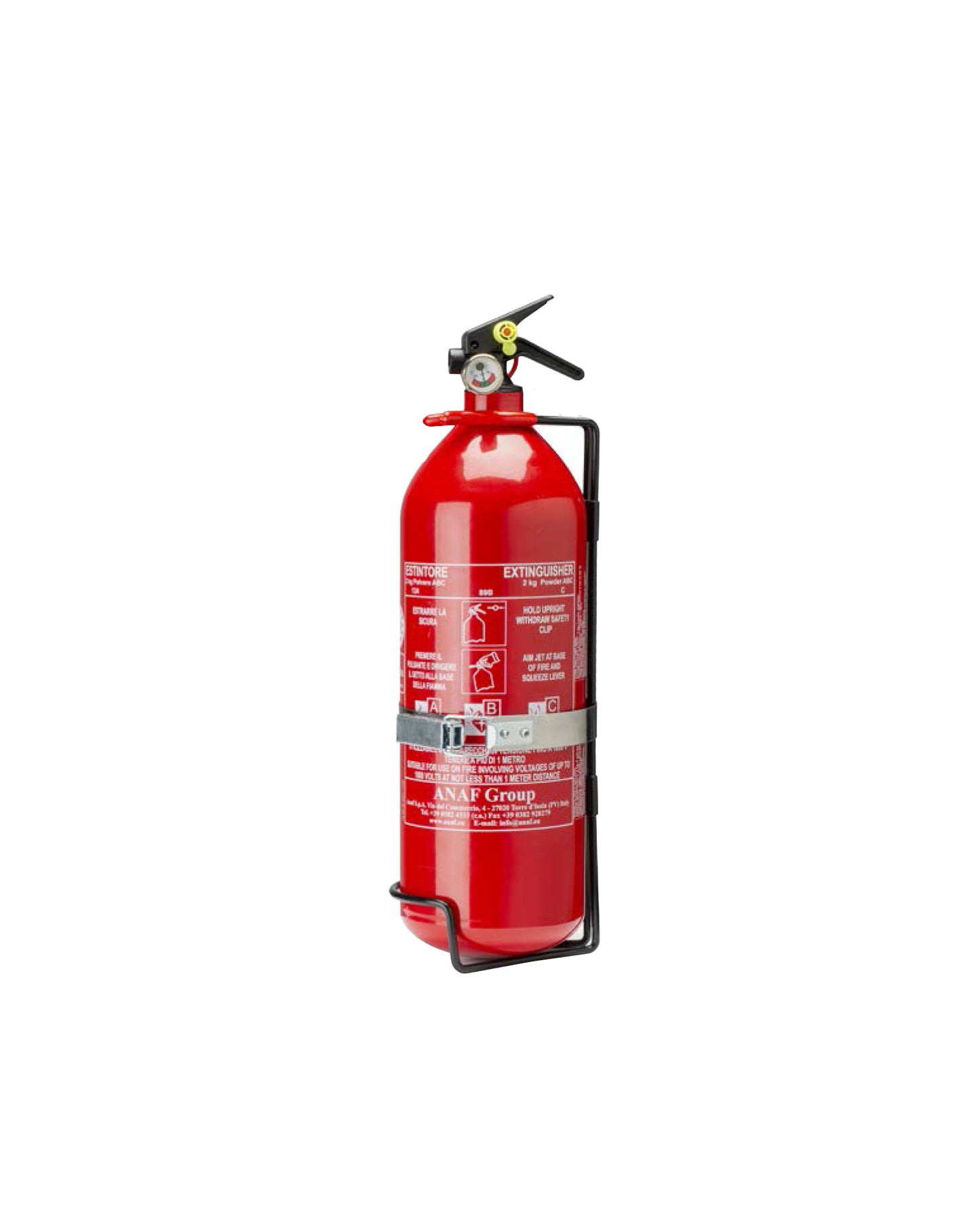 Sparco Fire Extinguisher - Dual Chamber - Novec / AFFF - 2.0 L - Mounting Bracket - Stainless - Red Paint - Each