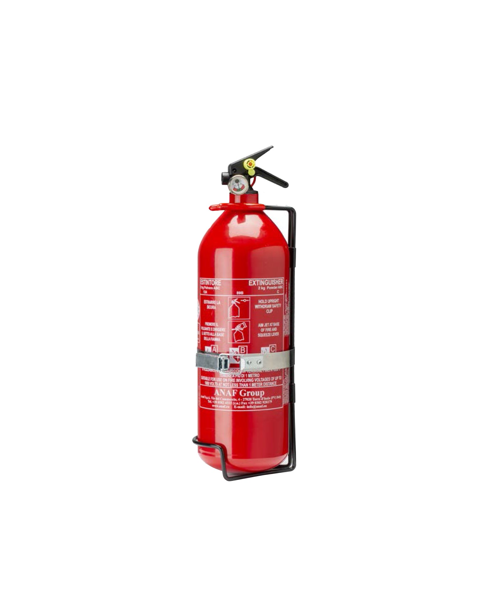Sparco Fire Extinguisher - Dual Chamber - Novec / AFFF - 2.0 L - Mounting Bracket - Stainless - Red Paint - Each