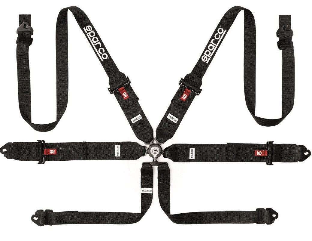 Sparco Harness - Competition - 6 Point - Camlock - FIA Approved - Pull Down Adjust - Clip-In - Individual Harness -