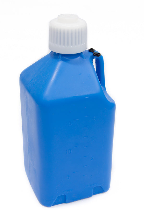 Scribner Utility Jug - 5 gal - 9.5 x 9.5 x 21.75 in Tall - Gasket Seal Cap - Flip-Up Vent - Square - Plastic - Blue -
