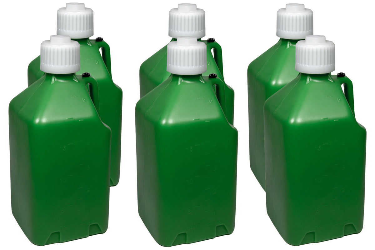 Scribner Utility Jug - 5 gal - 9.5 x 9.5 x 21.75 in Tall - Gasket Seal Cap - Flip-Up Vent - Square - Plastic - Green -