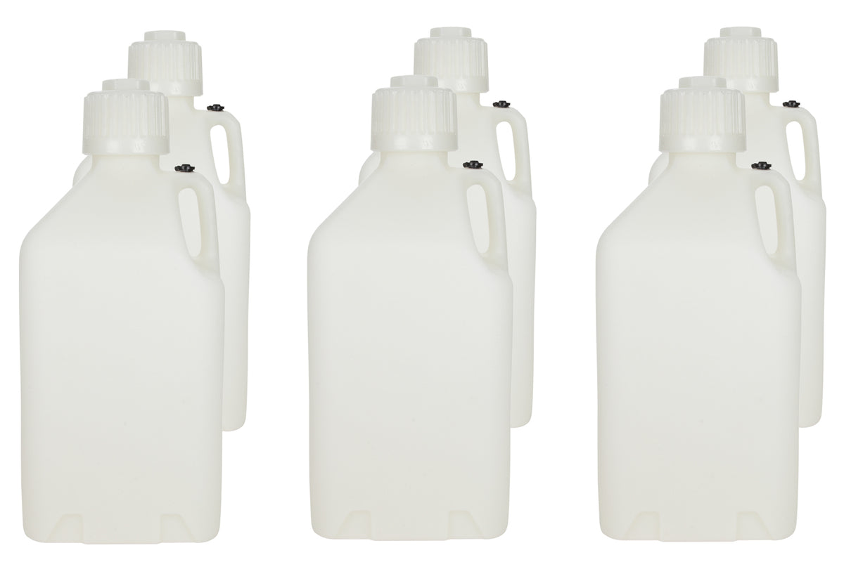 Scribner Utility Jug - 5 gal - 9.5 x 9.5 x 21.75 in Tall - Gasket Seal Cap - Flip-Up Vent - Square - Plastic - White -