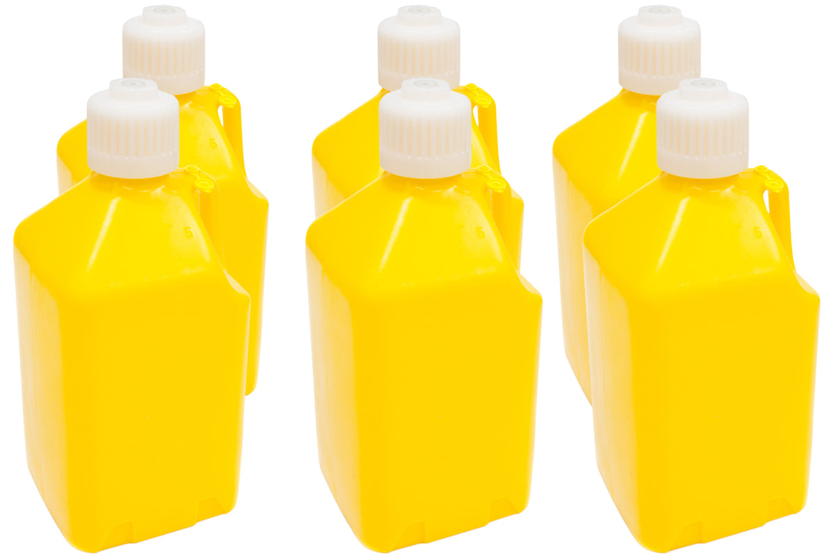 Scribner Utility Jug - 5 gal - 9.5 x 9.5 x 21.75 in Tall - Gasket Seal Cap - Flip-Up Vent - Square - Plastic - Yellow