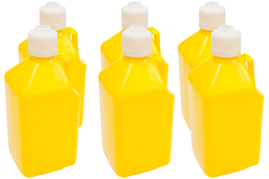 Scribner Utility Jug - 5 gal - 9.5 x 9.5 x 21.75 in Tall - Gasket Seal Cap - Flip-Up Vent - Square - Plastic - Yellow
