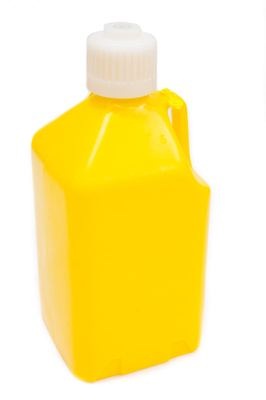 Scribner Utility Jug - 5 gal - 9.5 x 9.5 x 21.75 in Tall - Gasket Seal Cap - Flip-Up Vent - Square - Plastic - Yellow