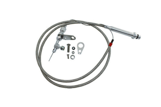 Specialty Products Company Kickdown Cable - Carburetor Mount - 56 in Long - Braided Stainless Housing - Aluminum