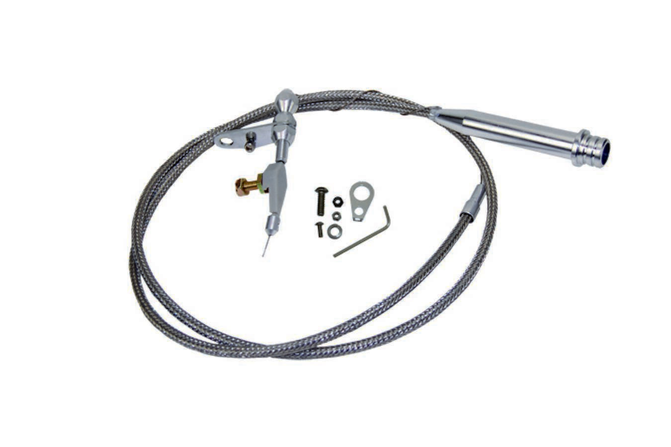 Specialty Products Company Kickdown Cable - Carburetor Mount - 56 in Long - Braided Stainless Housing - Aluminum