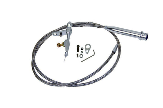 Specialty Products Company Kickdown Cable - Carburetor Mount - 56 in Long - Braided Stainless Housing - Aluminum