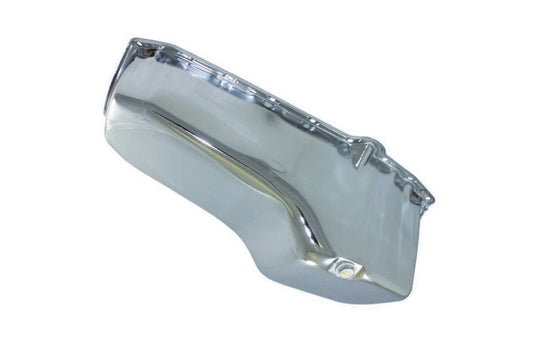 Specialty Products Company Engine Oil Pan - Rear Sump - 4 qt - Stock Depth - Steel - Chrome - 2-Piece Seal - Small