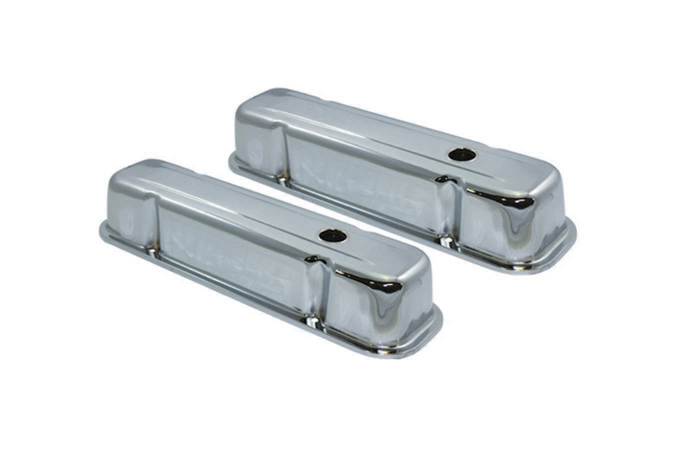 Specialty Products Company Valve Cover - Tall - Baffled - Breather Holes - Steel - Chrome - Pontiac V8 - Pair